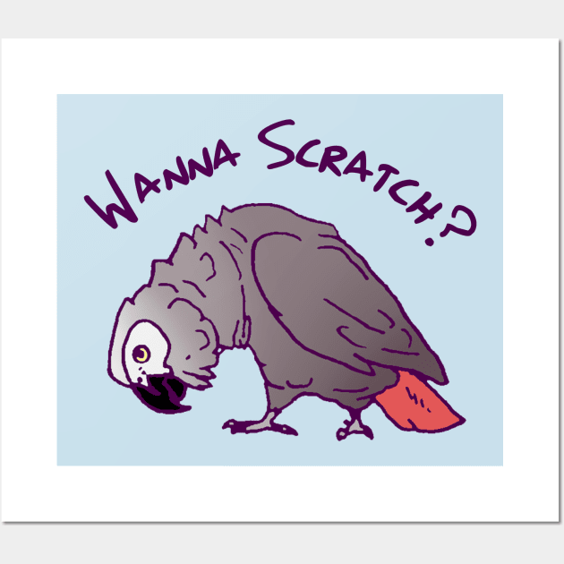 African Grey PArrot Wanna Scratch Wall Art by Einstein Parrot